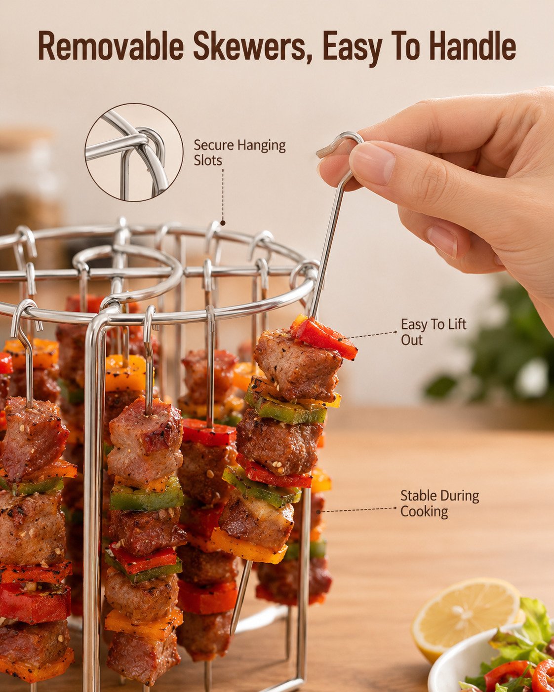🔥Heat-Resistant Vertical Skewers Clavo Air Fryer Rack