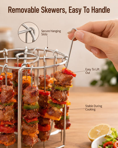 🔥Heat-Resistant Vertical Skewers Clavo Air Fryer Rack