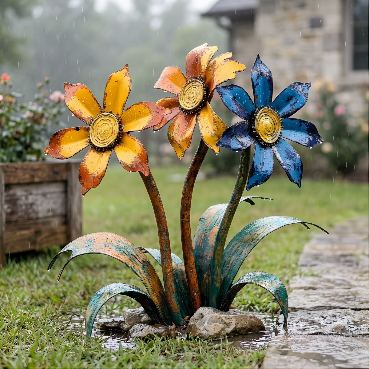 🌼2026 Mother's Day Gifts 55% Off--💖🎁Handcrafted Rustic Metal Flower Garden Stakes