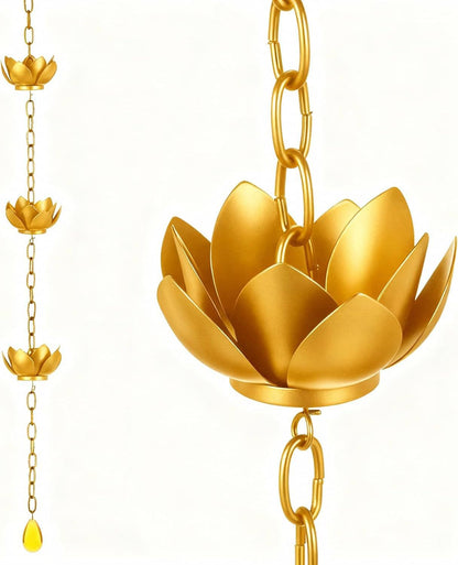 Free Shipping🔥Monarch Rain Chains Aluminum 'Lotus' Series Rain Chain (for Gutters)