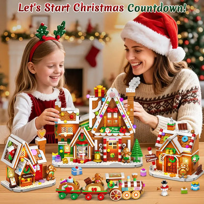 Advent Calendar 2026 Gingerbread House Mini Building Set with Lights | 24 Days Countdown Christmas Village Building Blocks with Xmas Tree Train, Holiday Gift for Adults Girls Boys Ages 12+
