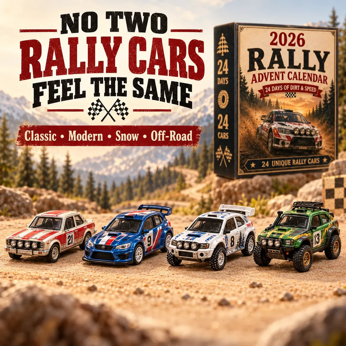 Race to Christmas – 24-Day Rally Car Advent Calendar for Racing Fans