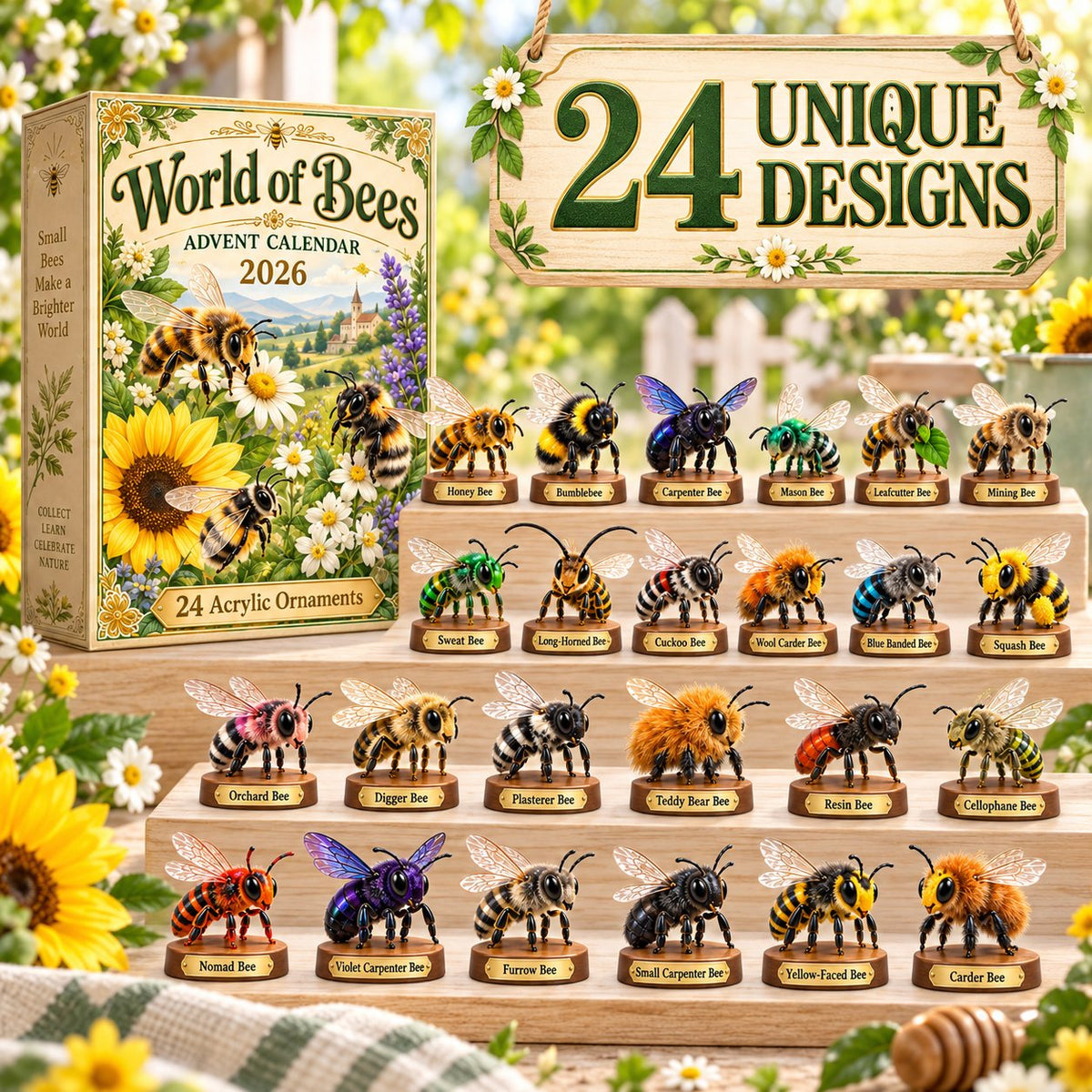 🐝World of Bees 2026 Advent Calendar | 24 Unique Acrylic Ornaments