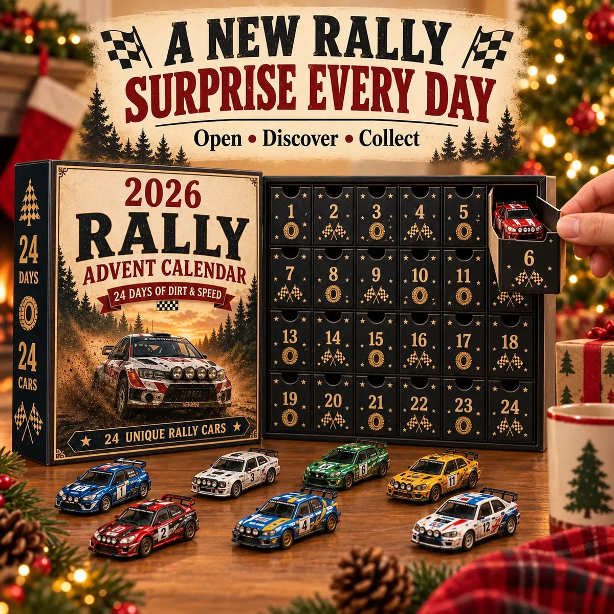 Race to Christmas – 24-Day Rally Car Advent Calendar for Racing Fans