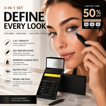 🔥 50% OFF! 3-in-1 Kit: Eyeliner and Lower Lash Stamp