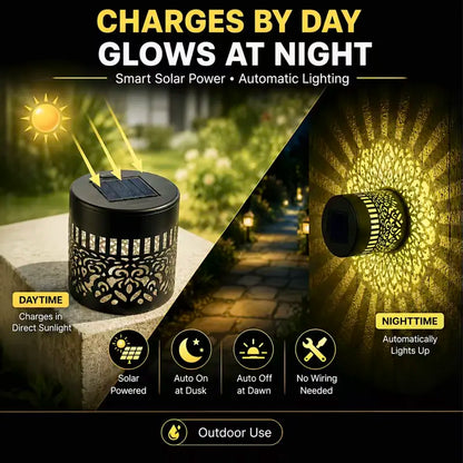 Solar Mandala Wall Light Outdoor Garden Fence Projector Lamp Patio Ambient Decor