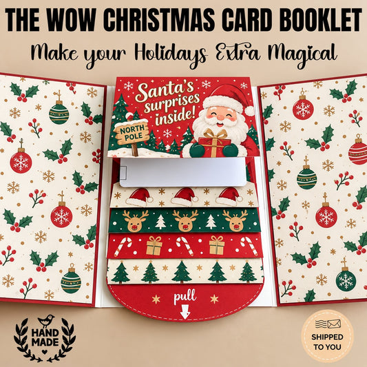 Personalized Waterfall Christmas Gift Card Booklet | Handmade Holder for 4 Gift Cards