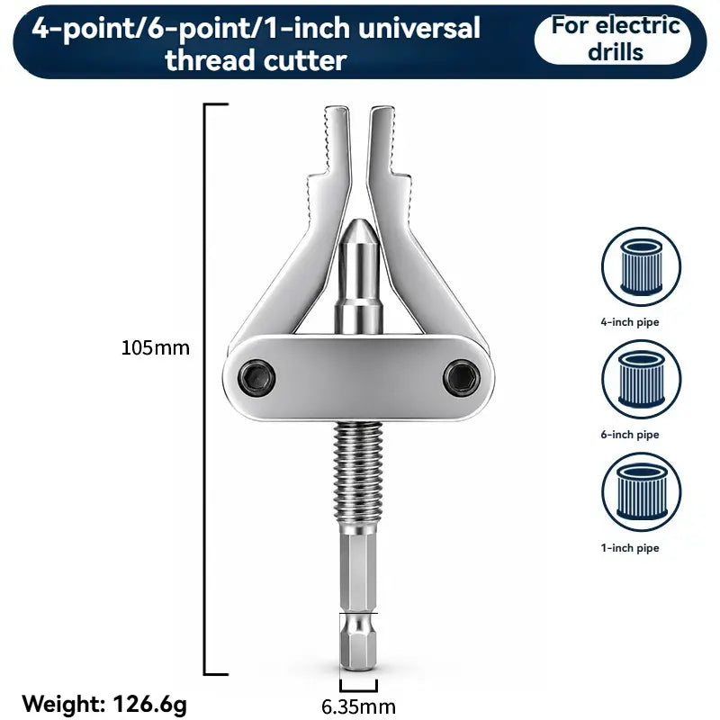 Broken Pipe Thread Extractor, Universal 1/2' 3/4' 1' Pipe Nipple Remover, Drill Powered Broken Thread Removal Tool for Rusty Faucet & Pipe Nipples