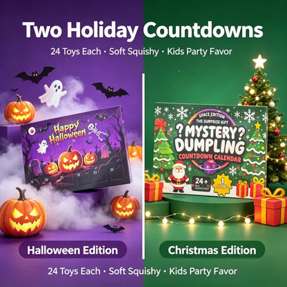 Christmas Squishy Advent Calendar Bundle | Halloween & Holiday Fidget Toy Countdown Calendars, 24 Surprise Squishies Each