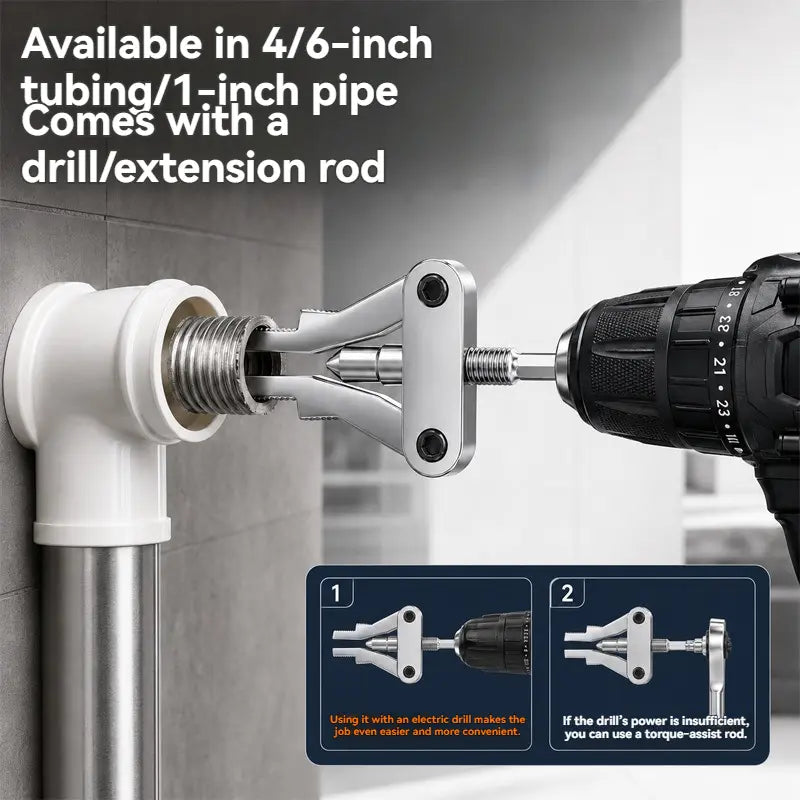 Broken Pipe Thread Extractor, Universal 1/2' 3/4' 1' Pipe Nipple Remover, Drill Powered Broken Thread Removal Tool for Rusty Faucet & Pipe Nipples