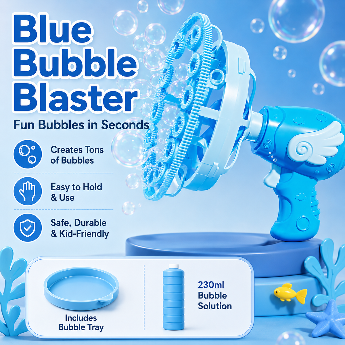 🫧 Angel Bubble Blaster – Bubbles Inside Bubbles Magic Bubble Gun for Kids Outdoor Fun, Party & Family Entertainment