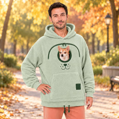 🐾 Cozy Fleece Pet Bonding Pouch Hoodie – Warm & Supportive Small Pet Carrier Clothing