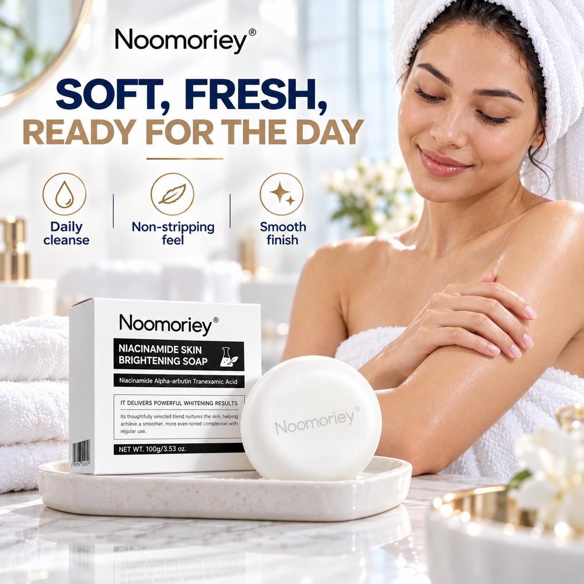 🔥 50% OFF Niacinamide Brightening Soap Bar – Gentle Body Cleanser for Smooth, Radiant Skin