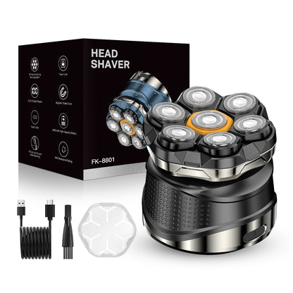 🔥 Professional 7D Magnetic Head Shaver for Men – IPX7 Wet & Dry Rotary Bald Shaver with 120-Min Runtime