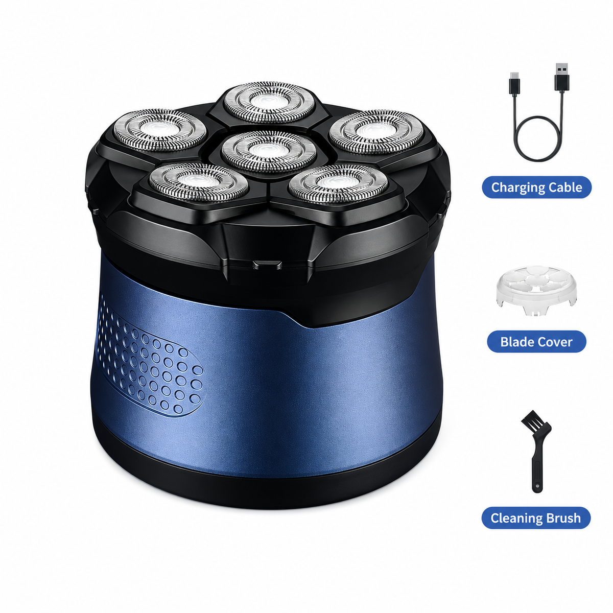 🔥 Professional 7D Magnetic Head Shaver for Men – IPX7 Wet & Dry Rotary Bald Shaver with 120-Min Runtime