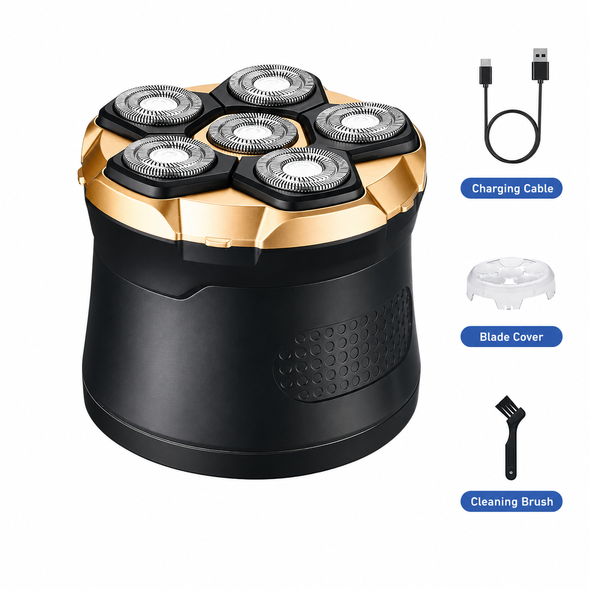 🔥 Professional 7D Magnetic Head Shaver for Men – IPX7 Wet & Dry Rotary Bald Shaver with 120-Min Runtime