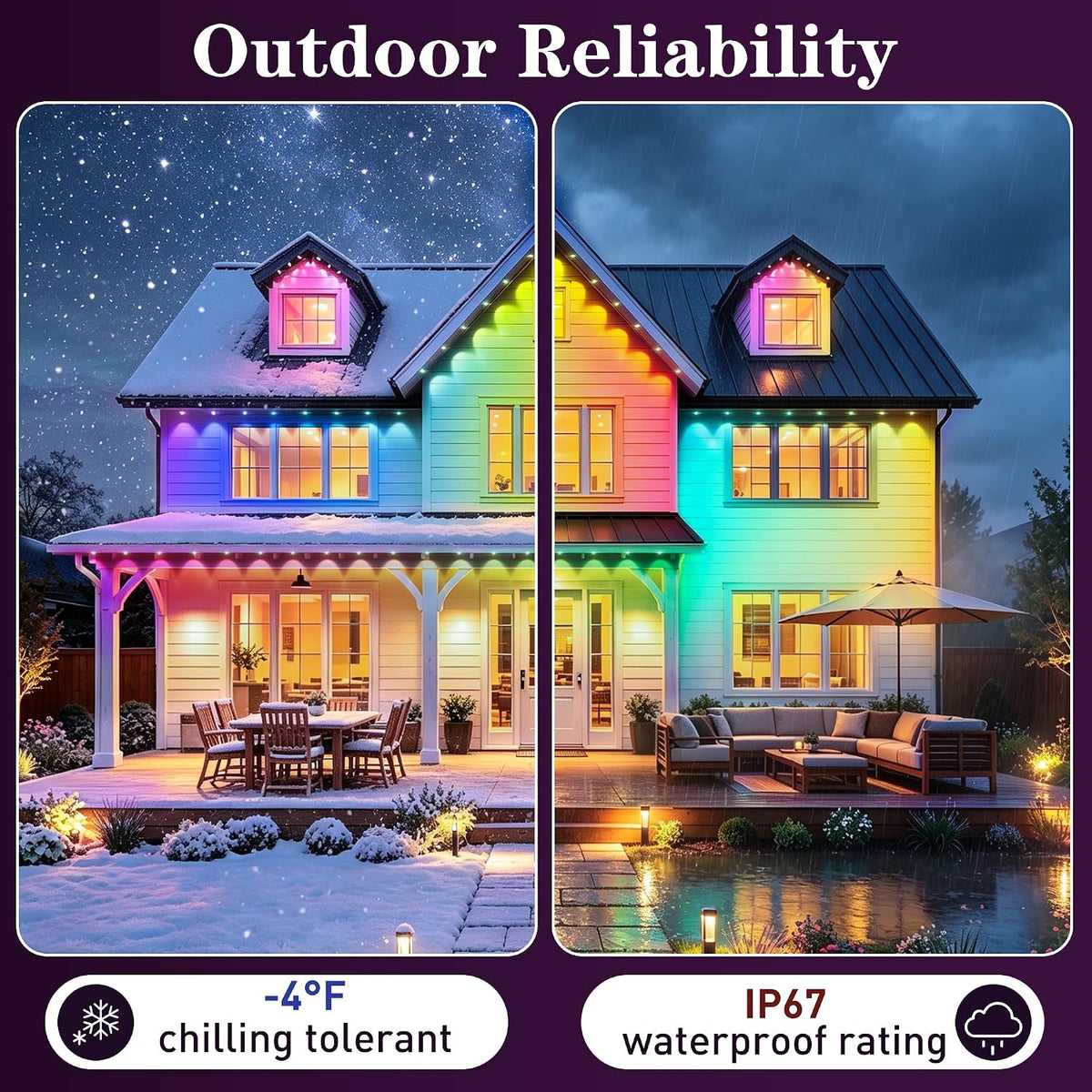 300FT Permanent Outdoor Lights, RGB+IC Waterproof Smart LED Eaves Lights with App & Remote Control, for Christmas and Holiday Decor, Daily and Accent Lighting for House Roof, Patio and Garden
