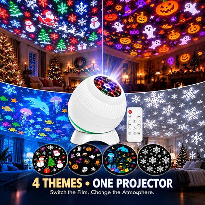 4-in-1 Christmas Projector Lights with Remote, Indoor Ceiling Projector