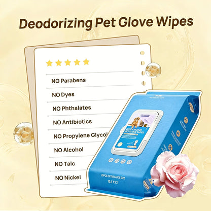 20Pcs Deodorizing Pet Glove Wipes