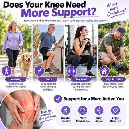 💜 Adjustable Open-Patella Knee Support Brace – Flexible Stabilizers & Custom Compression
