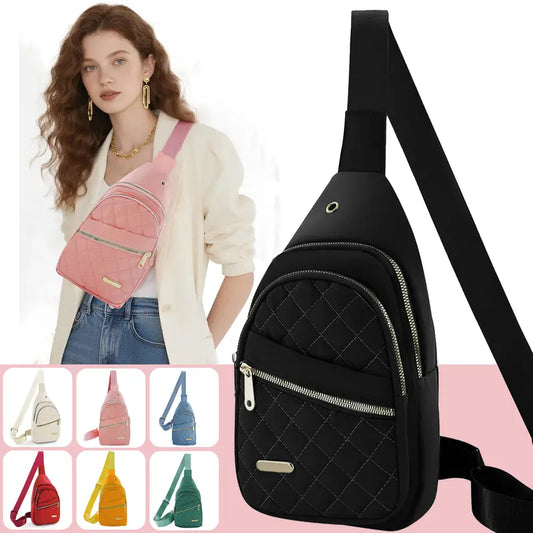 Women's Solid Color Quilted Waterproof Belt Bag