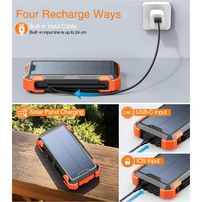 Outdoor High-Capacity Wireless Power Bank with LED Solar