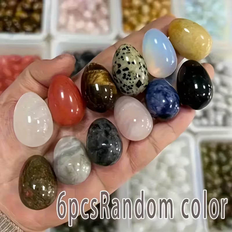 🌈 10Pcs Easter Egg Stones | Crystal Polished Gemstone Eggs | DIY Home Decor Accents | Unique Birthday & Holiday Gifts for Family 🎁✨