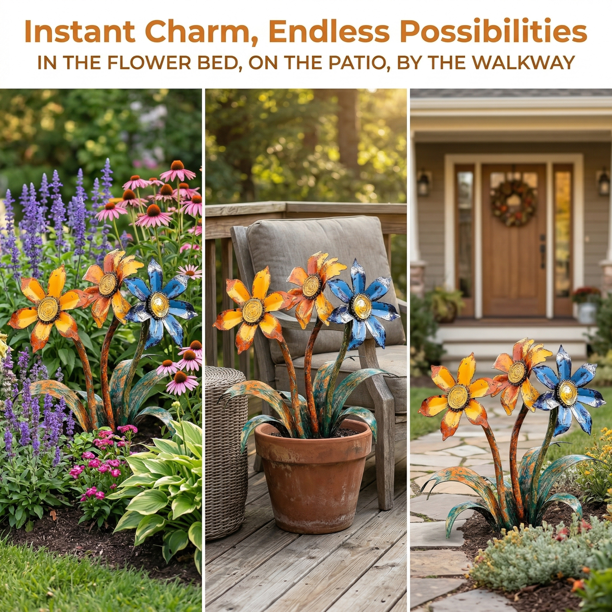 🌼2026 Mother's Day Gifts 55% Off--💖🎁Handcrafted Rustic Metal Flower Garden Stakes