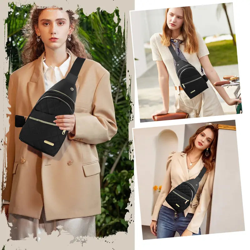 Women's Solid Color Quilted Waterproof Belt Bag