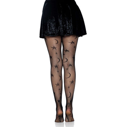 Celestial Moons & Stars Fishnet Tights