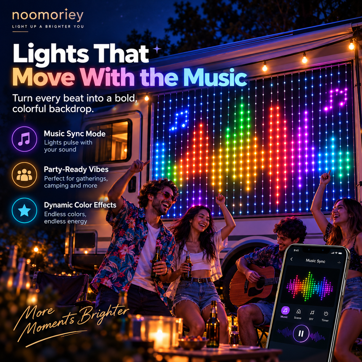 App-Controlled RGB Holiday String Lights-Christmas Smart Curtain Lights