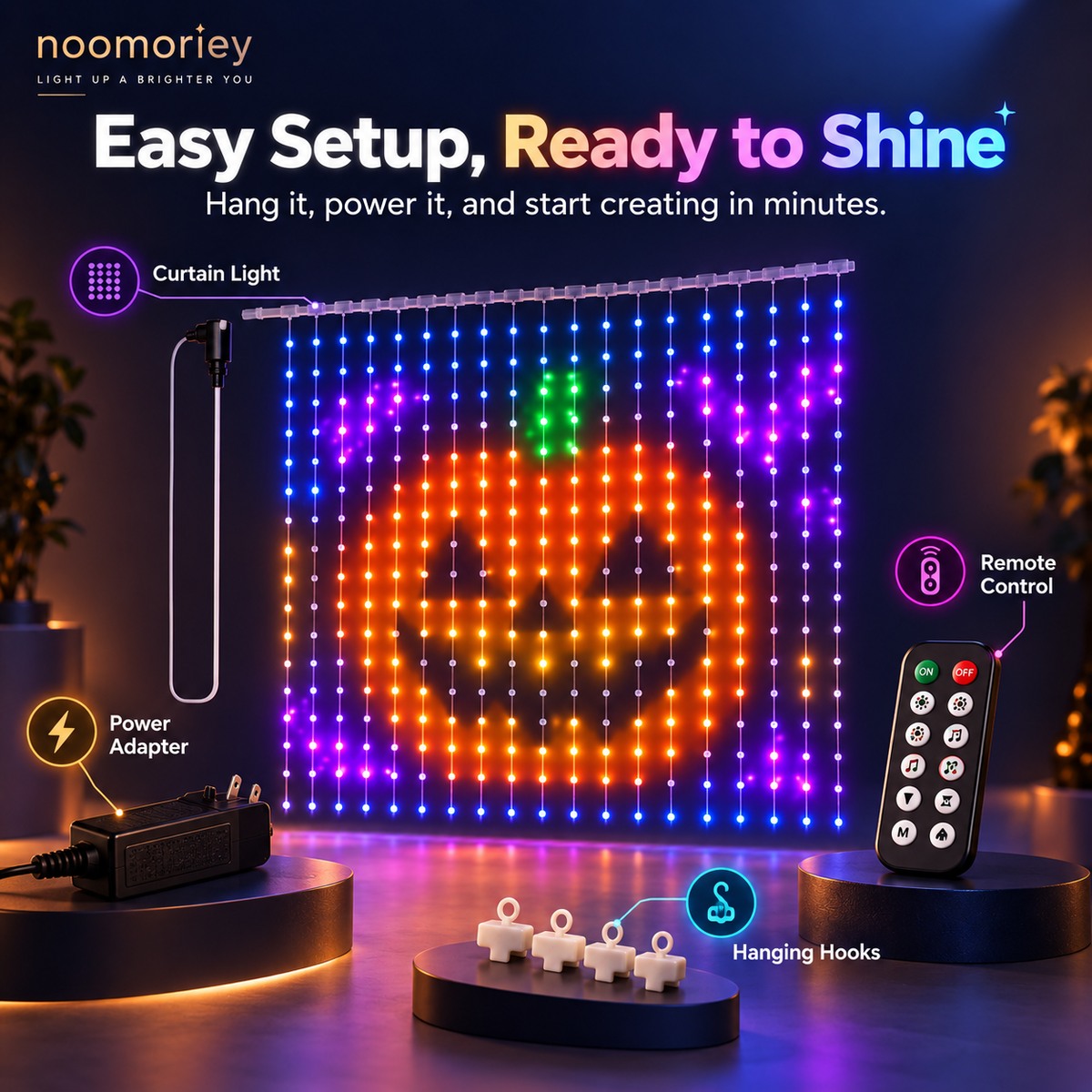App-Controlled RGB Holiday String Lights-Christmas Smart Curtain Lights