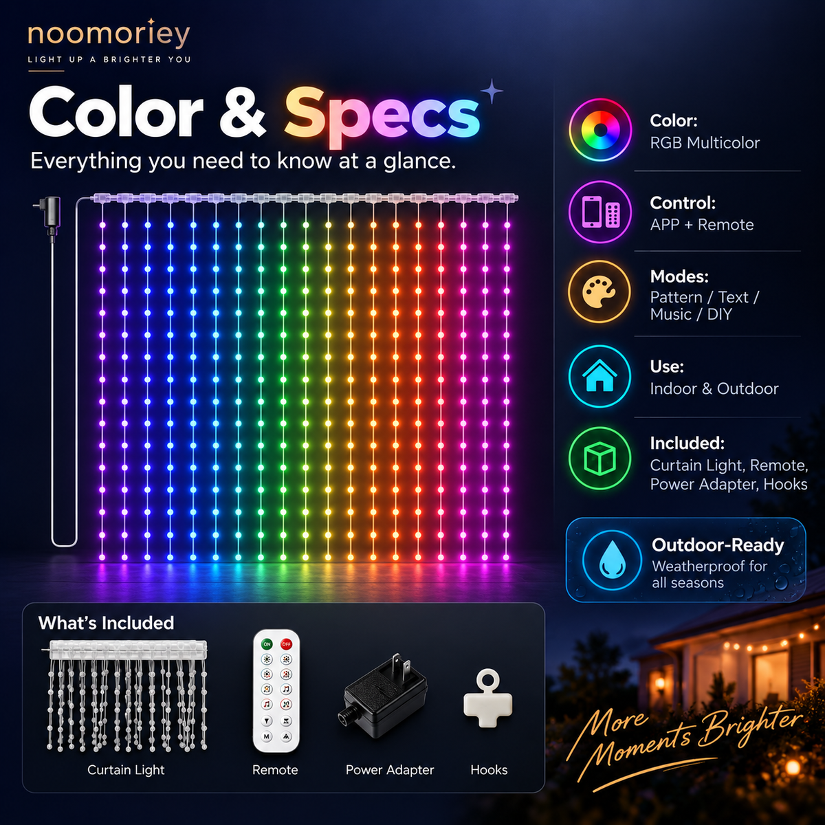 App-Controlled RGB Holiday String Lights-Christmas Smart Curtain Lights