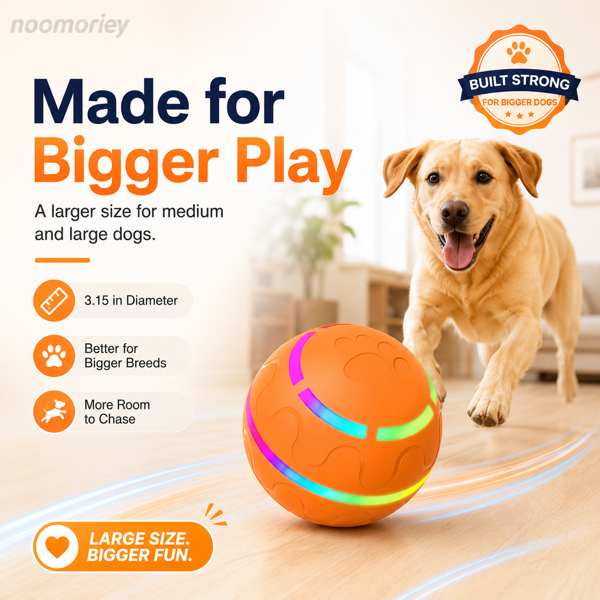 Interactive Moving Dog Ball – Automatic Vibrating & Rolling Toy for Dogs & Cats, USB Rechargeable