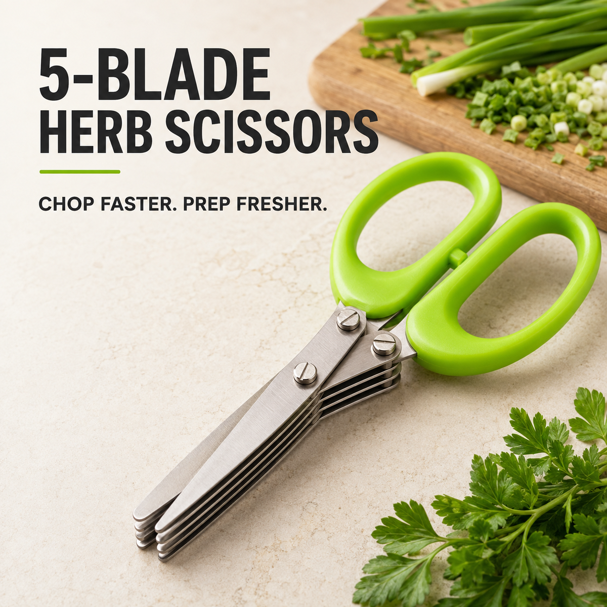 Stainless Steel 5 Blades Scallion Cutter Scissors