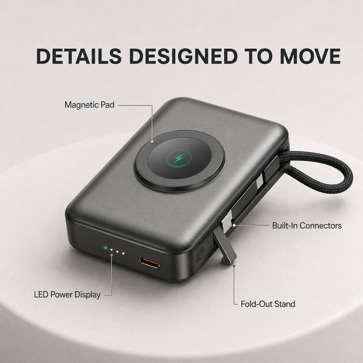 5000mAh 3-in-1 Magnetic Wireless Power Bank – Fast Charging for iPhone, Apple Watch & AirPods