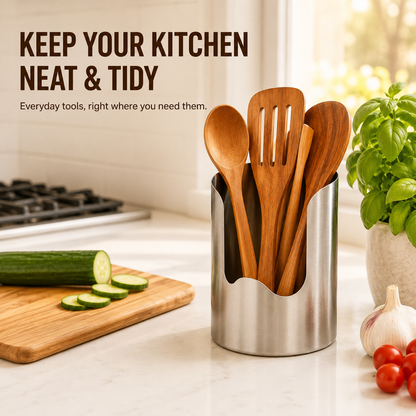 Stainless Steel Utensil Holder – Rust-Resistant Kitchen Organizer