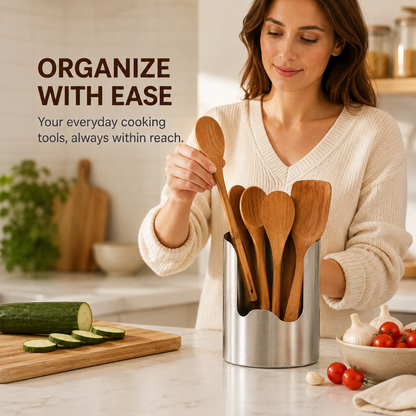 Stainless Steel Utensil Holder – Rust-Resistant Kitchen Organizer