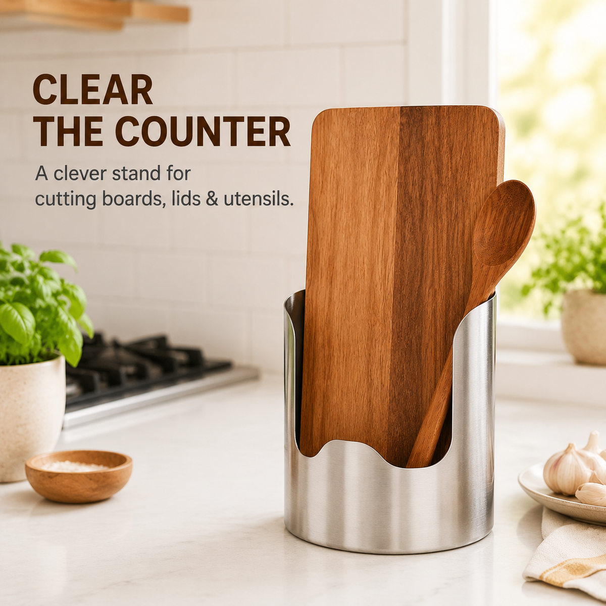 Stainless Steel Utensil Holder – Rust-Resistant Kitchen Organizer