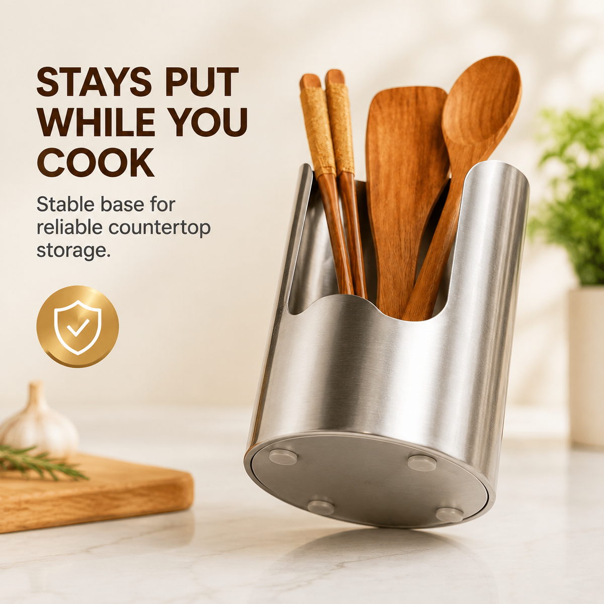 Stainless Steel Utensil Holder – Rust-Resistant Kitchen Organizer