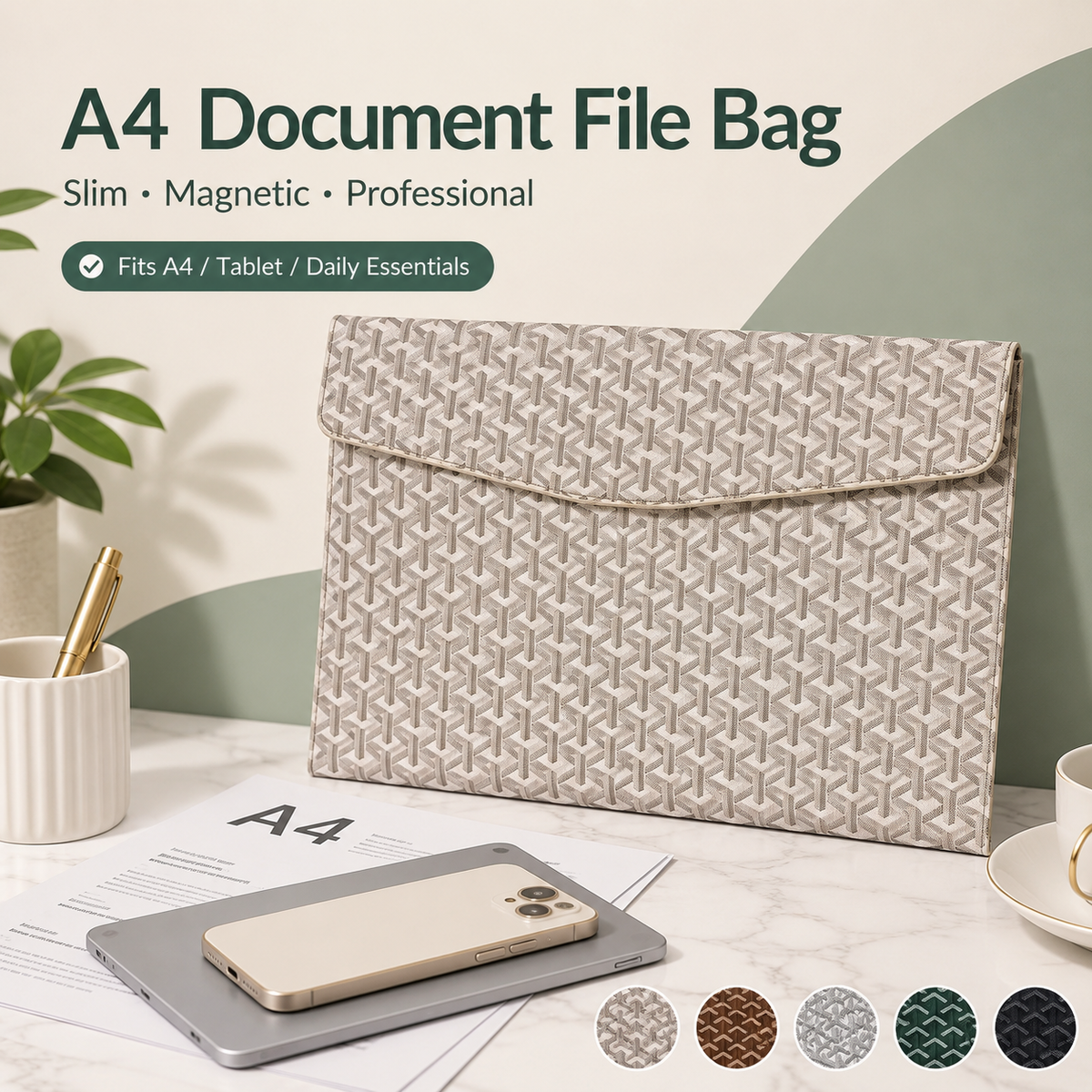 A4 Padfolio Document Organizer – 13' Laptop & Tablet Sleeve with Magnetic Closure