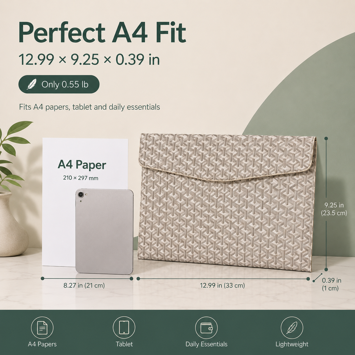 A4 Padfolio Document Organizer – 13' Laptop & Tablet Sleeve with Magnetic Closure