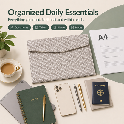 A4 Padfolio Document Organizer – 13' Laptop & Tablet Sleeve with Magnetic Closure
