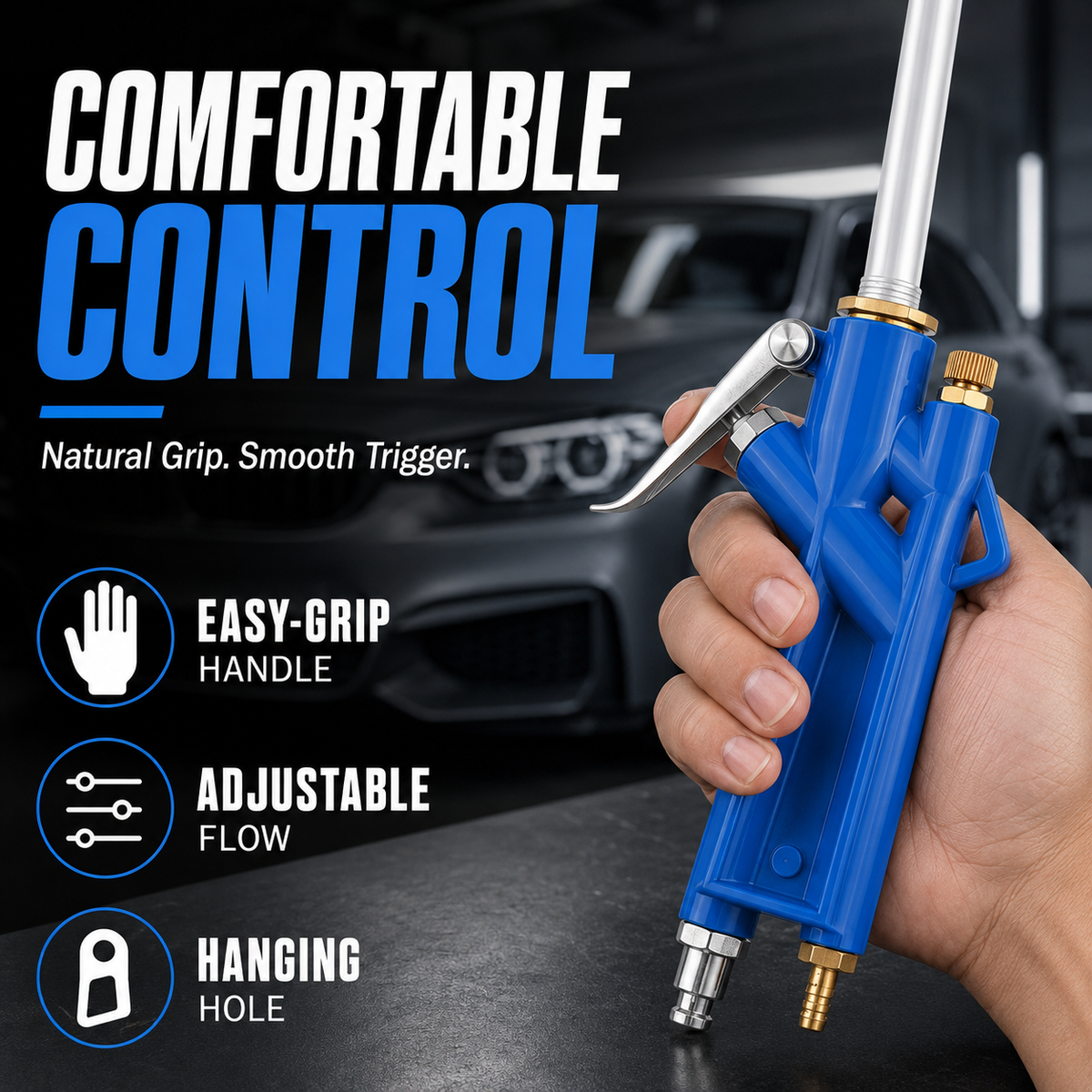 2-in-1 Air & Water Cleaning Gun – High-Pressure Dust Blower & Engine Cleaning Sprayer for Cars, Garages & Workshops