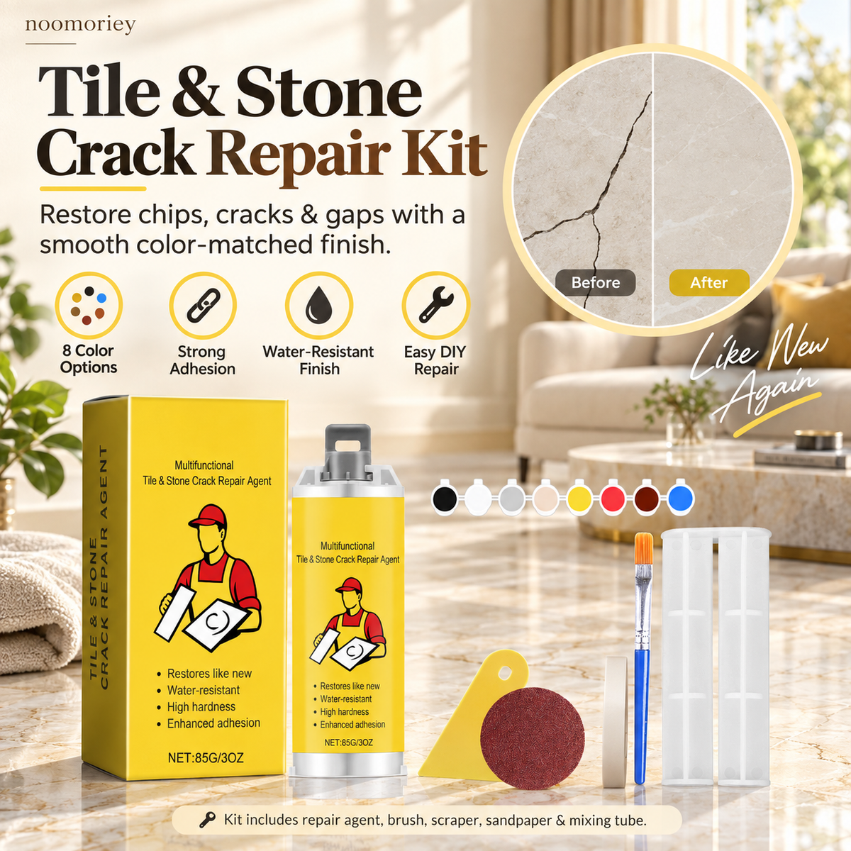 🔥Quick-Drying Tile Repair Glue - Complete Tool Kit for DIY – Fix Cracks Permanently in Minutes!!!✨