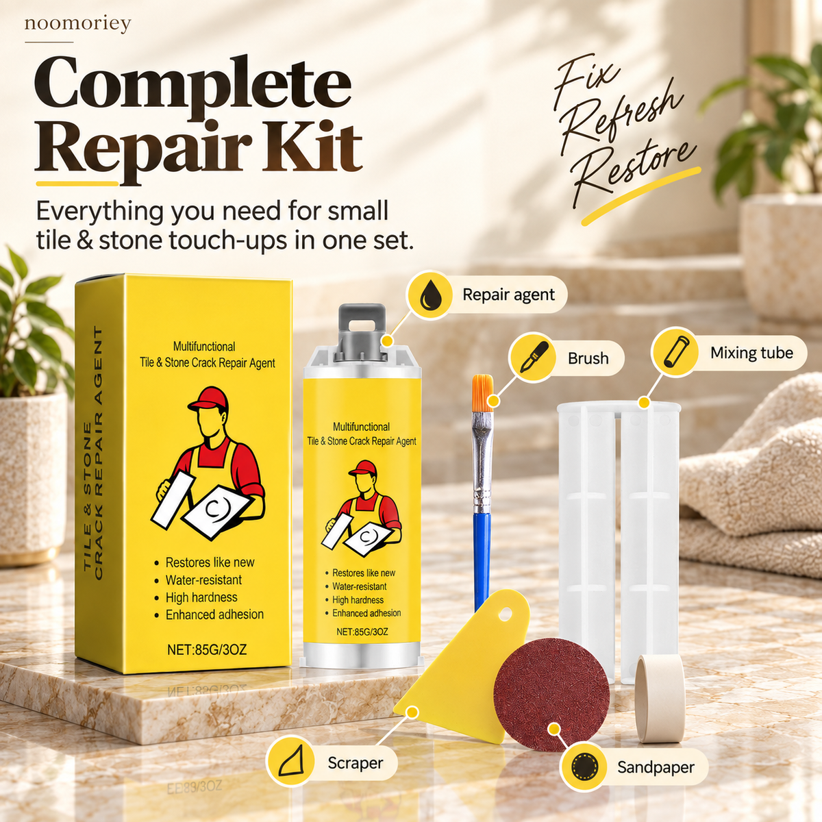 🔥Quick-Drying Tile Repair Glue - Complete Tool Kit for DIY – Fix Cracks Permanently in Minutes!!!✨