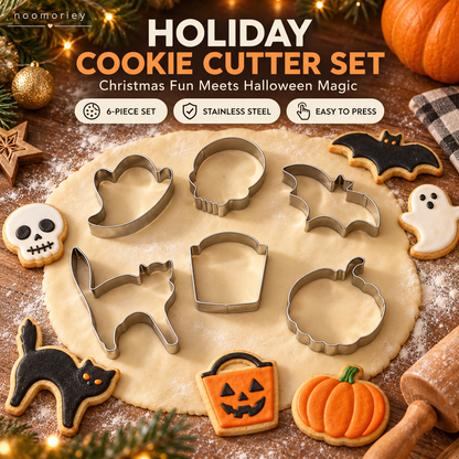 6 PCS Christmas & Halloween Stainless Steel Cookie Cutters – DIY Baking Mold Set！！！