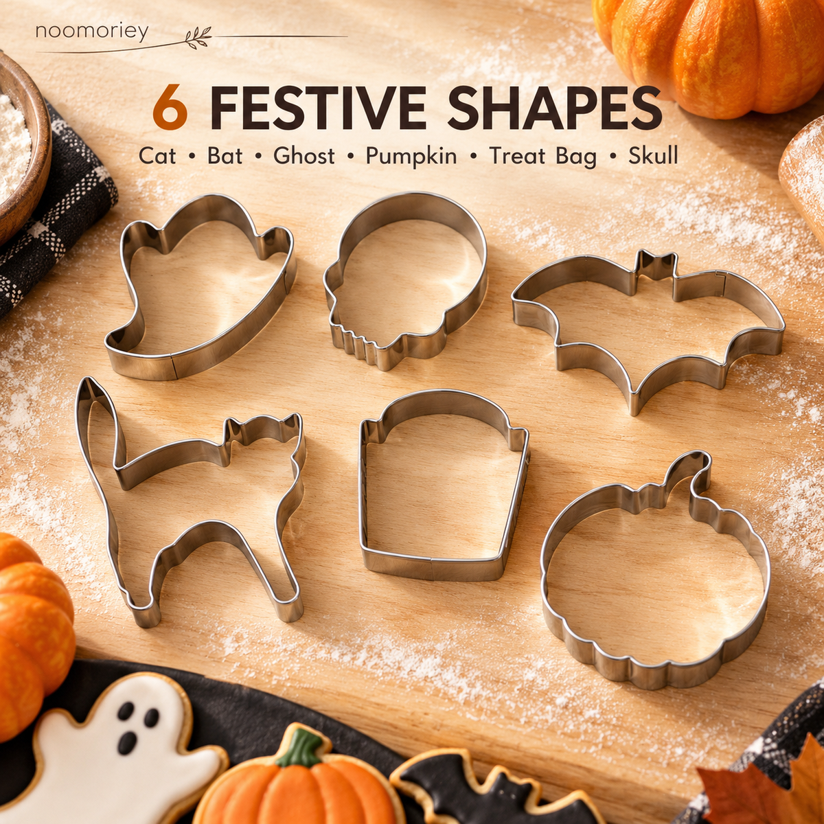 6 PCS Christmas & Halloween Stainless Steel Cookie Cutters – DIY Baking Mold Set！！！