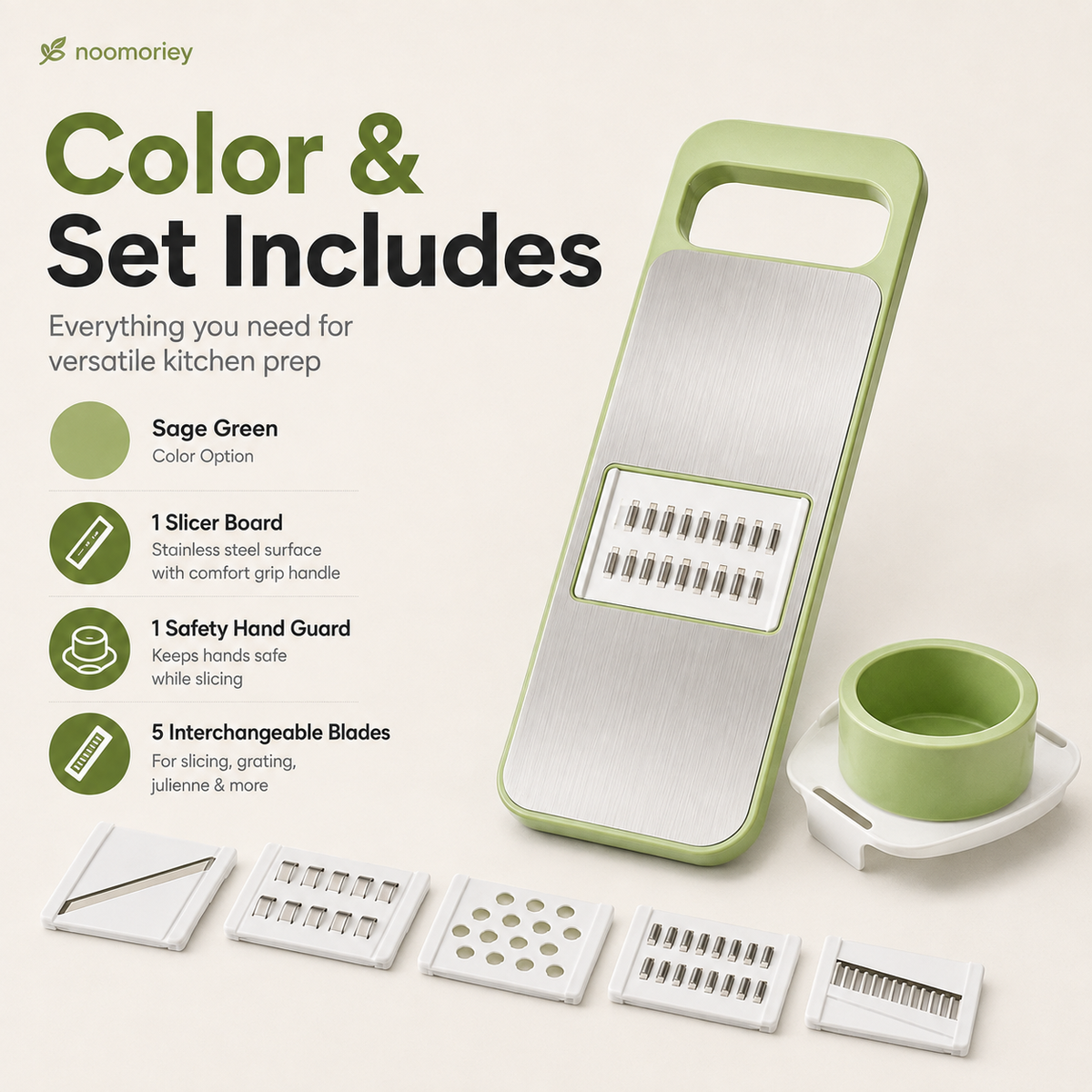 🥕 Adjustable Multi-Shape Vegetable Slicer – Stainless Steel Blades for Julienne, Shredding & Decorative Cuts