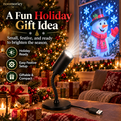 🎄 Christmas Window Projector Light – USB-Powered Flexible Holiday Snowman Display
